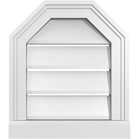 Ekena Millwork Octagonal Top Surface Mount PVC Gable Vent w/ 2"W x 2"P Brickmould Sill Frame, 14"W x 16"H GVPOT14X1603SF